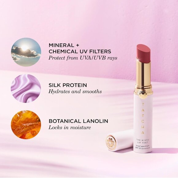 TATCHA The Kissu Lip Tint SPF 25 ~MIDNIGHT LILY (Nude Deep Berry) 4g NIB (Japan) - Picture 8 of 14